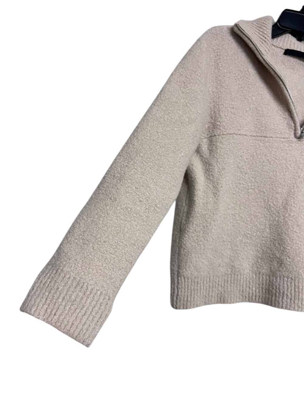 Jenni Kayne Beige Sand Merino Wool Half Zip Pullover Sweatshirt Medium - Picture 3 of 9